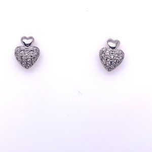 Platinum Diamond Heart Earrings